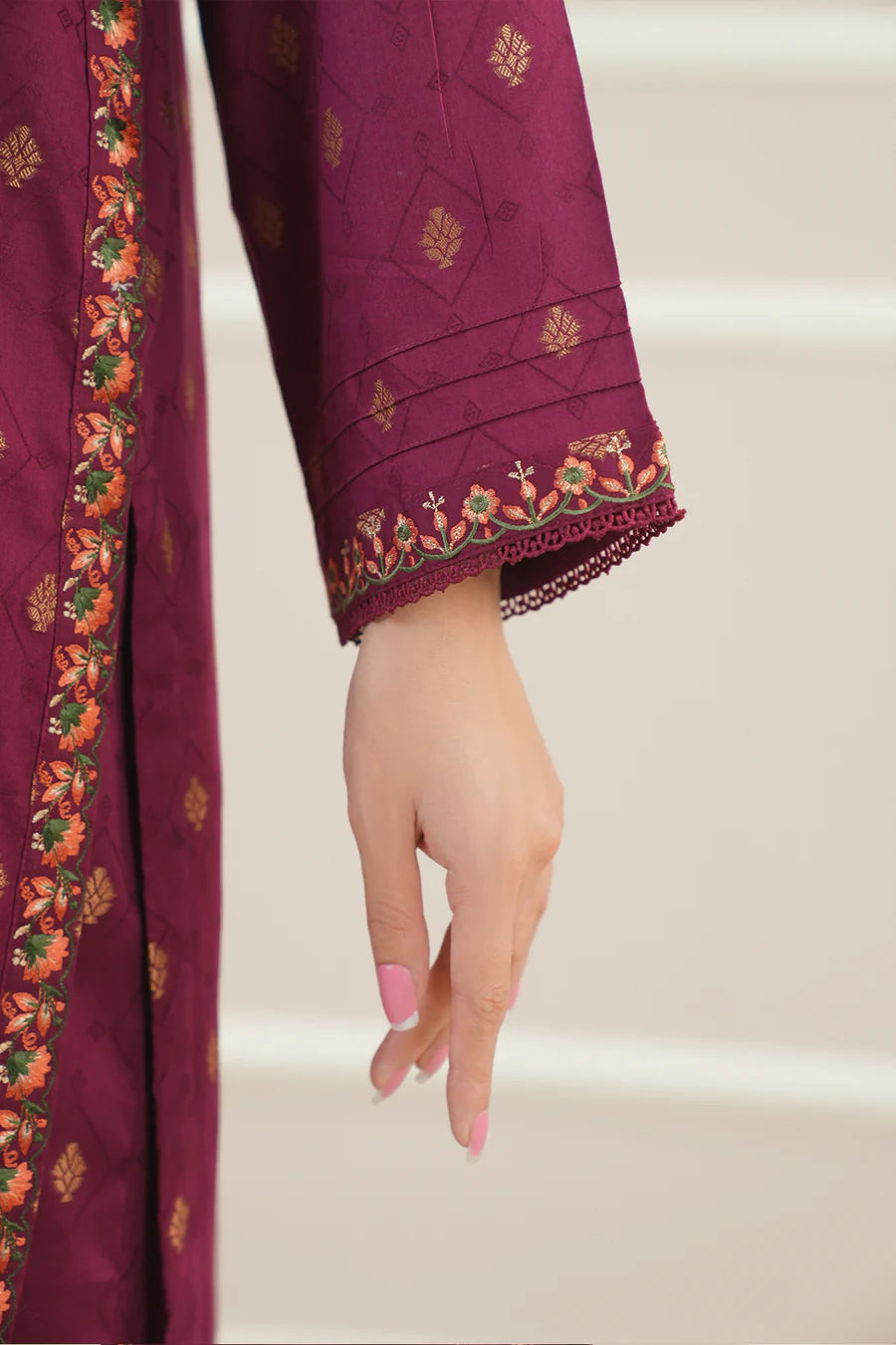 Embroidered Cotton Jacquard 2 Piece