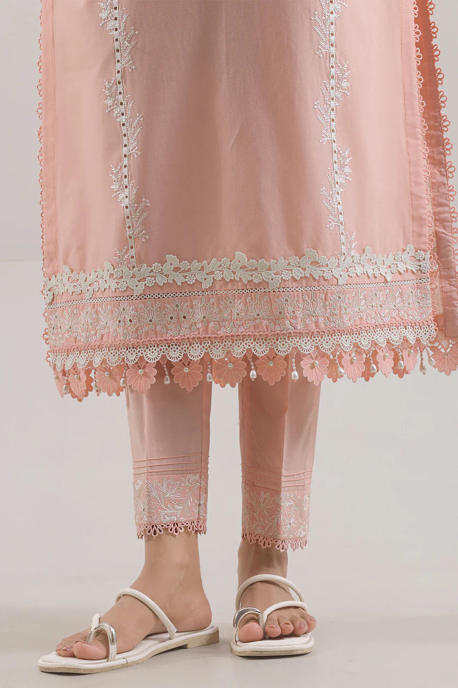 Solid Embroidered Cambric 2 Piece Suit