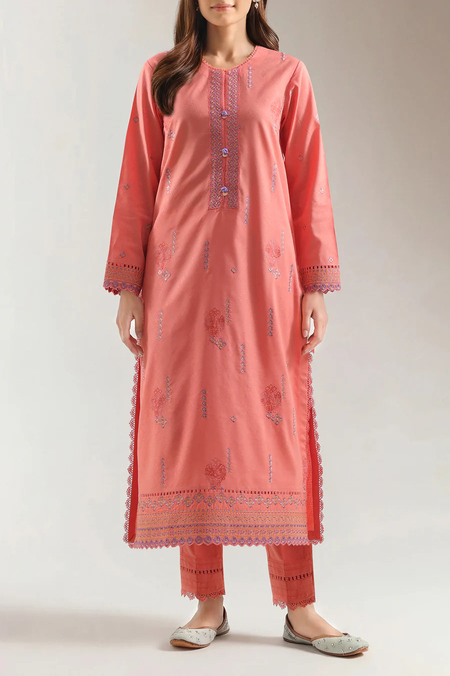 Embroidered Self Jacquard 2 Piece