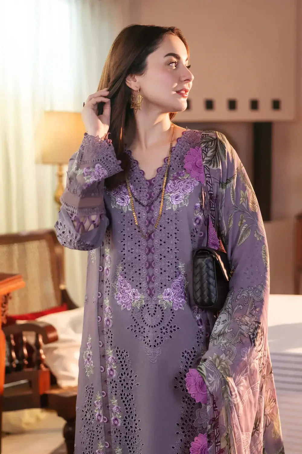 3 Piece Unstitched Heavy Embroidered Lawn Suit By Naqoosh