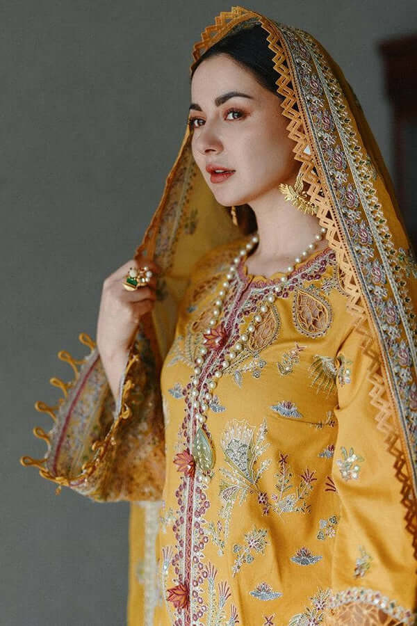 3 Piece Unstitched Heavy Embroidered Lawn Suit By Naqoosh