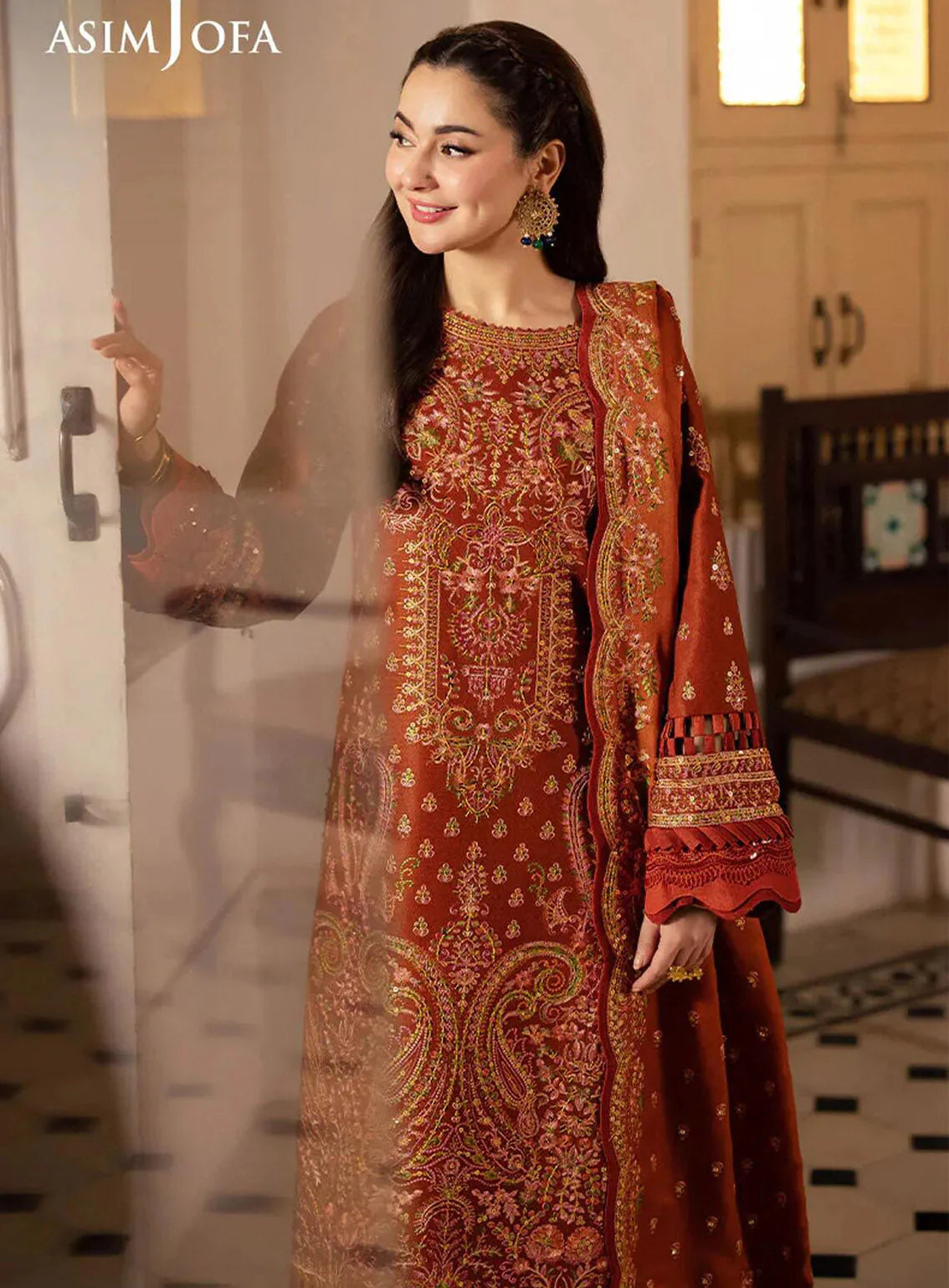 Asim Jofa Embroidered Self Twill 3 Piece Unstitched Suit