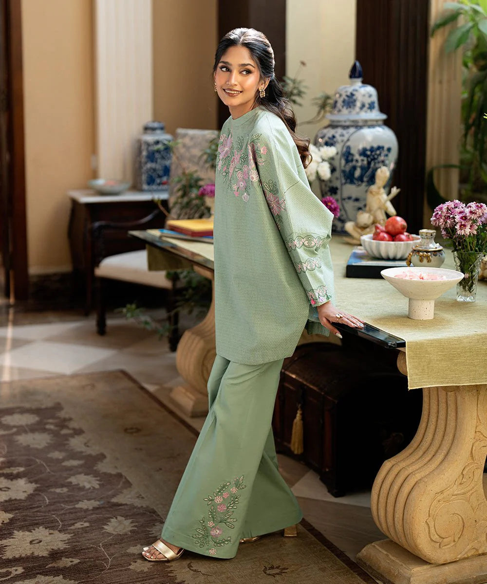 2 Piece Embroidered Dobby Suit