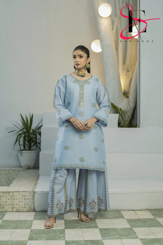 Two Piece Stitched Embroidered Suit By She Edge