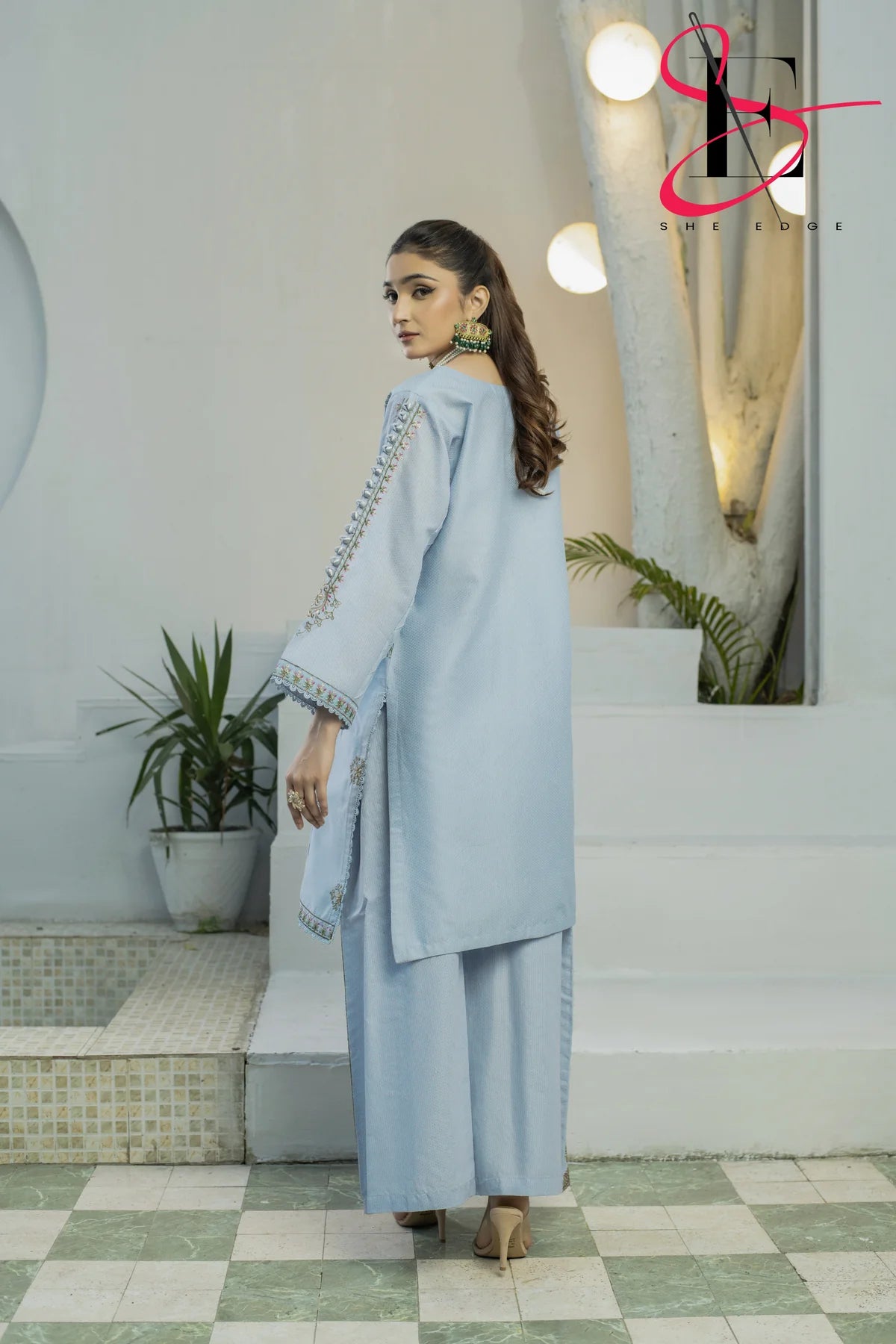 Two Piece Stitched Embroidered Suit By She Edge