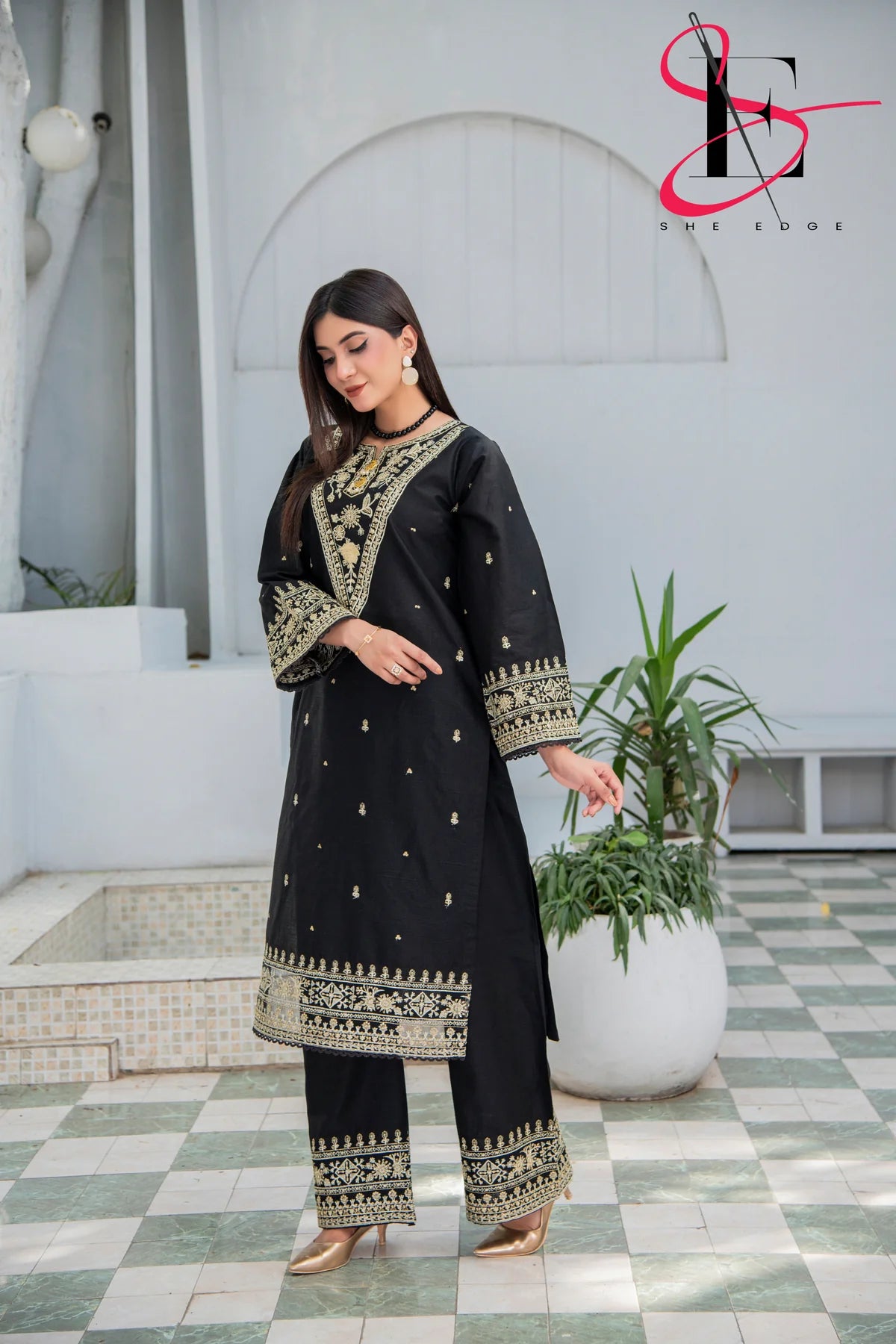 2 Piece Stitched Embroidered Suit By She Edge