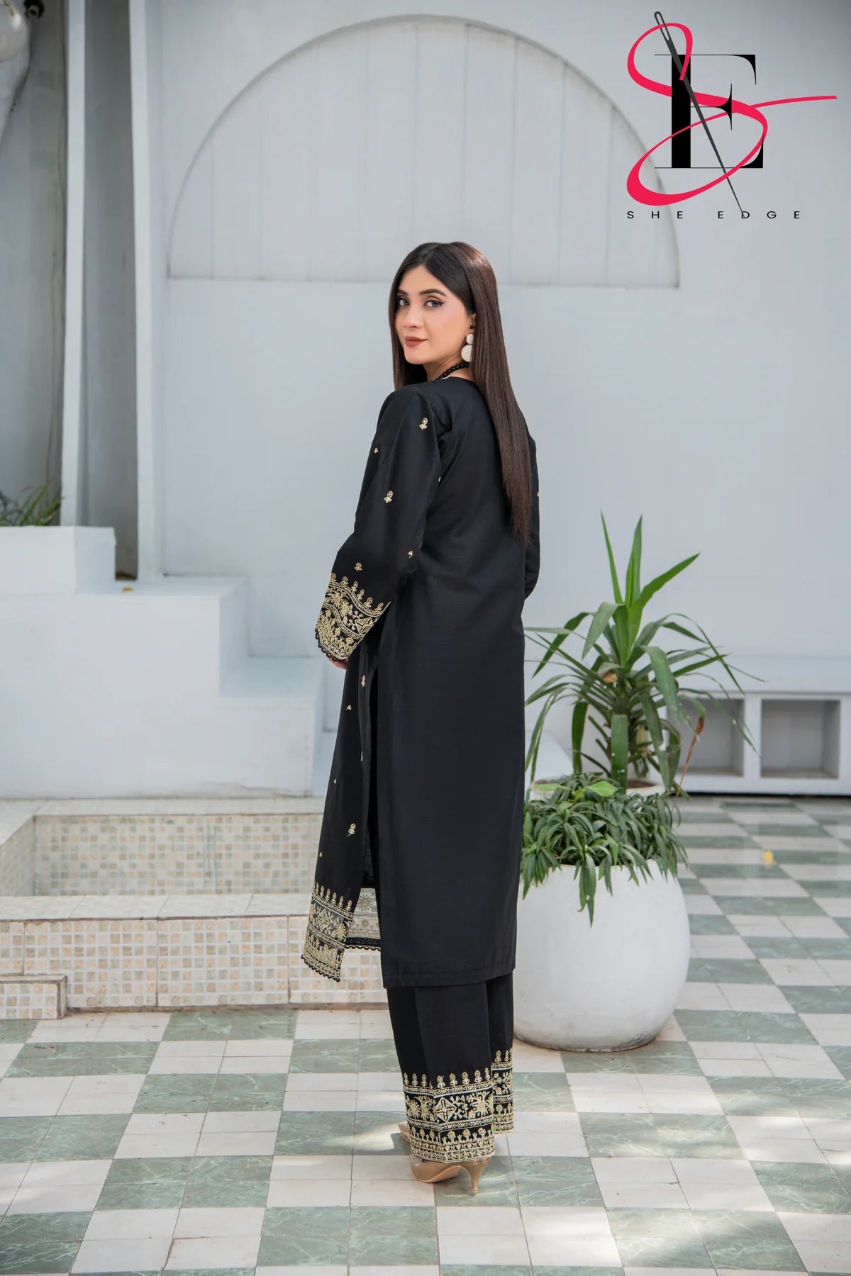 2 Piece Stitched Embroidered Suit By She Edge