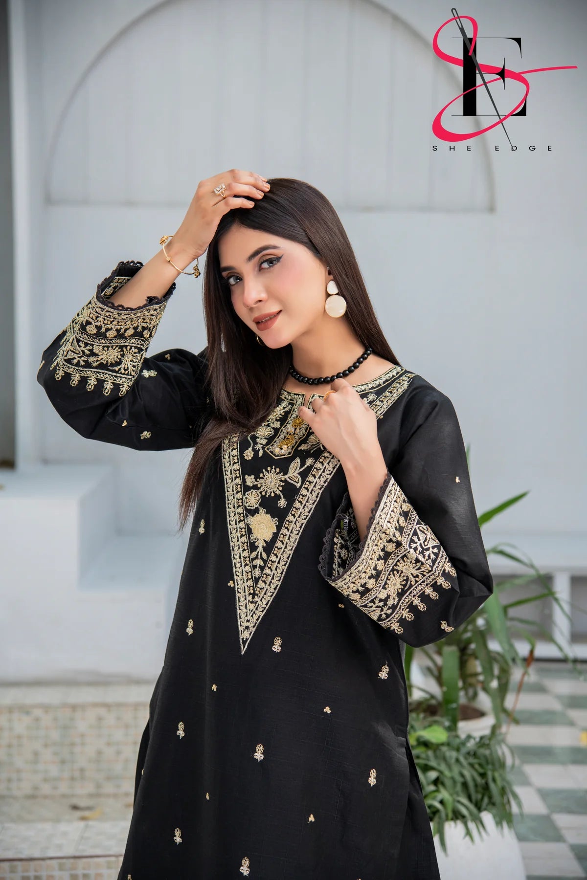 2 Piece Stitched Embroidered Suit By She Edge