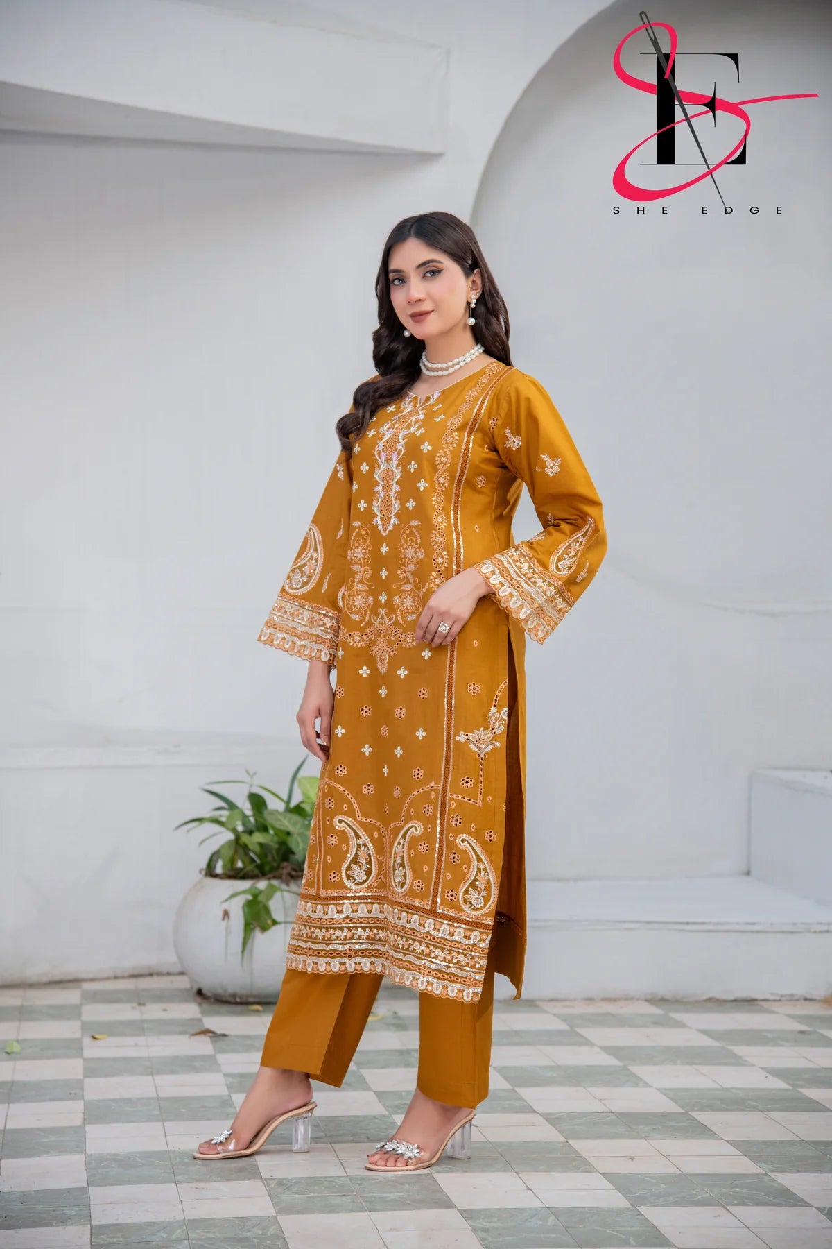 2 Piece Stitched Embroidered Suit By She Edge