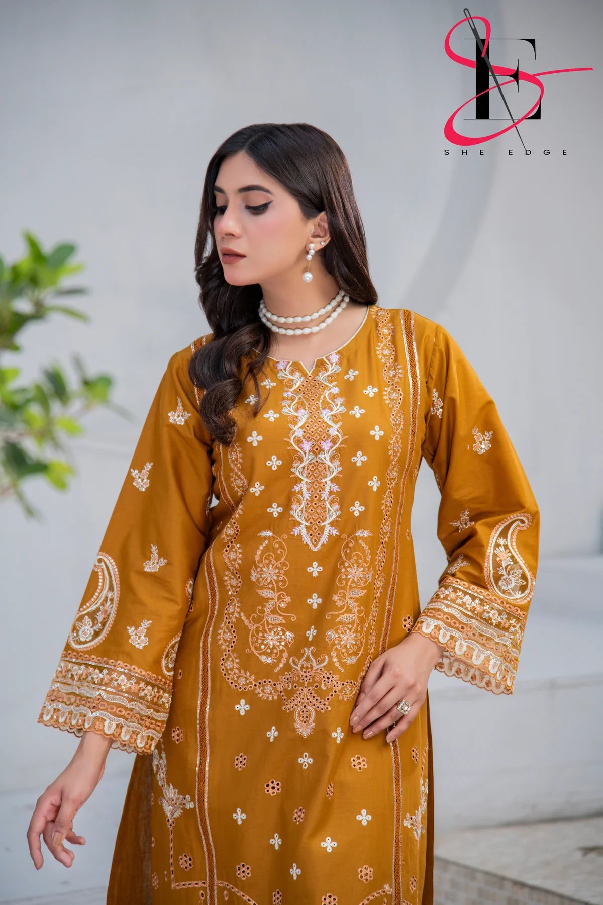 2 Piece Stitched Embroidered Suit By She Edge