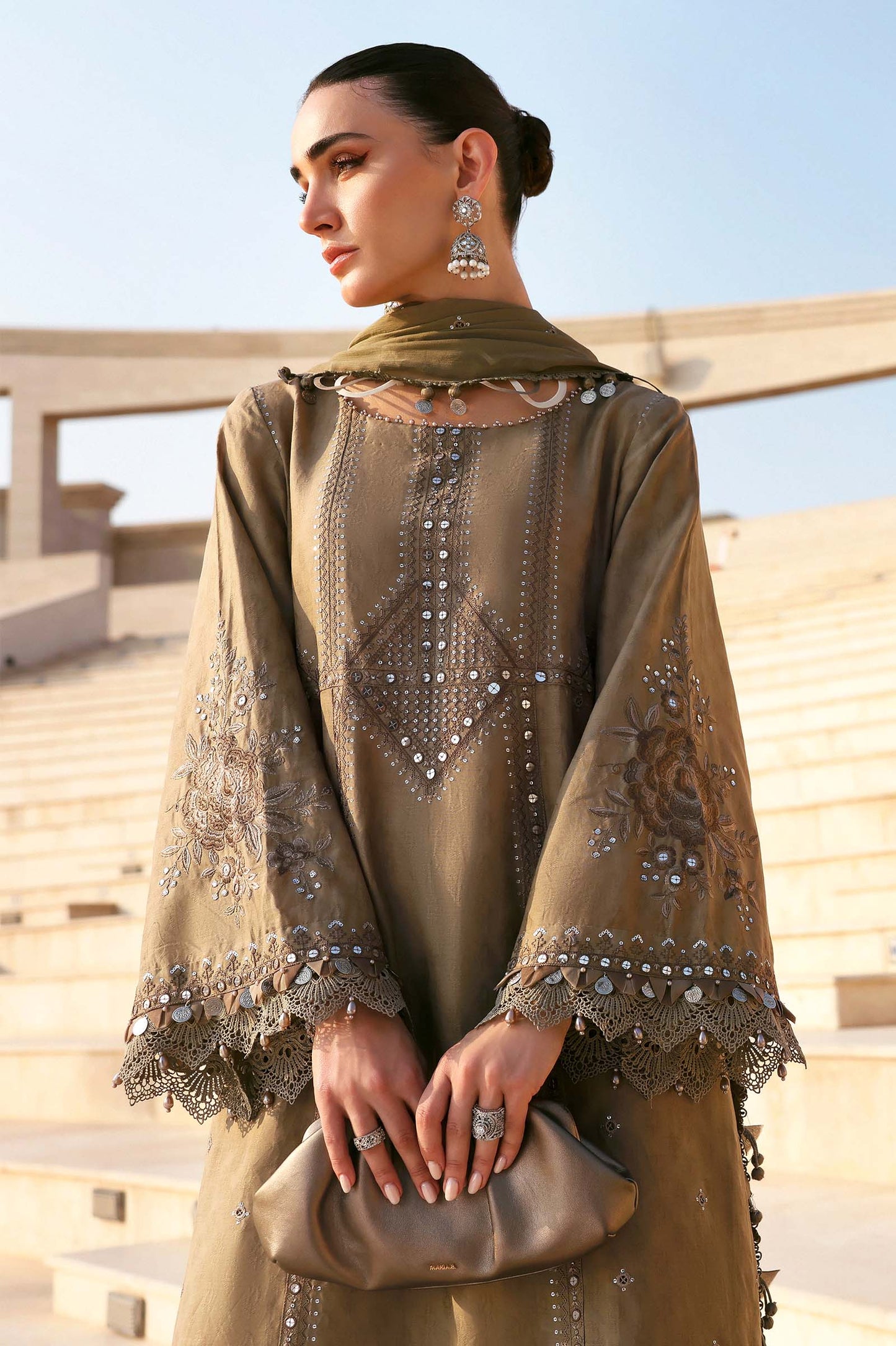 3 Piece Unstitched Embroidered Jacquard Lawn Suit By Maria B