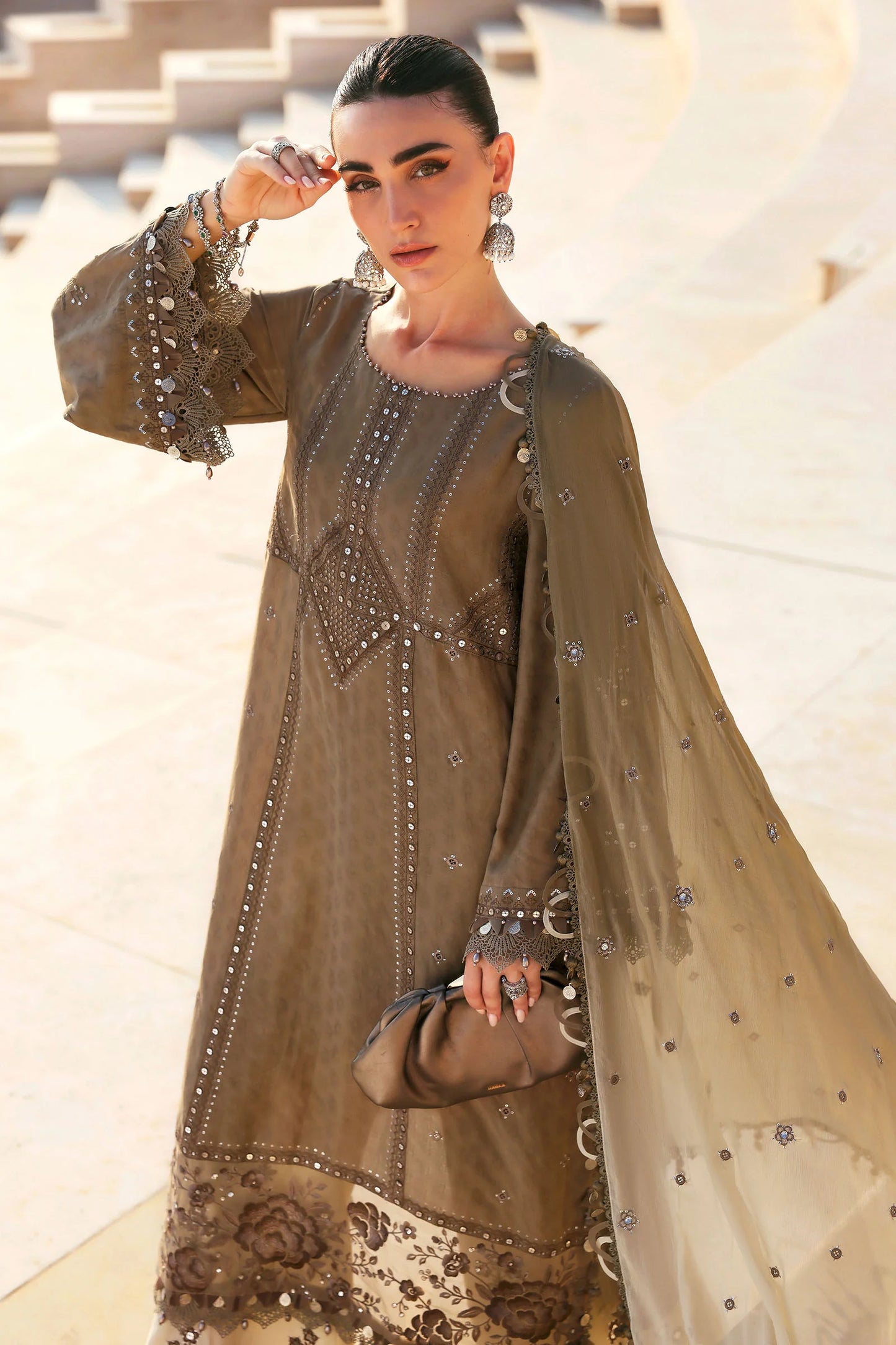 3 Piece Unstitched Embroidered Jacquard Lawn Suit By Maria B