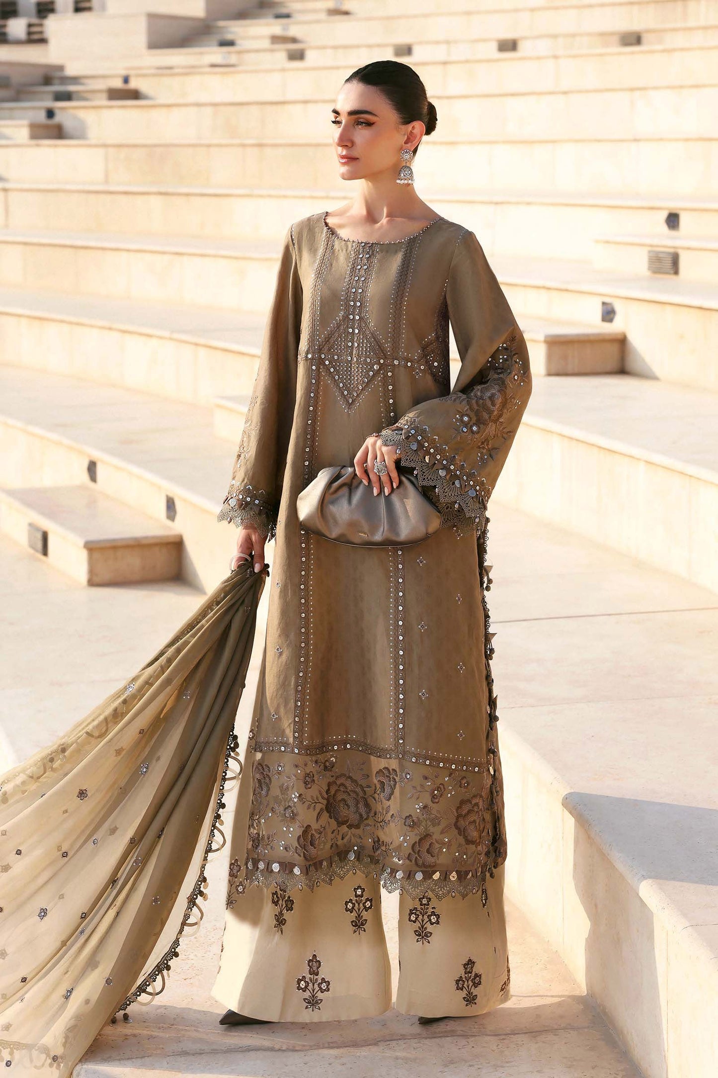 3 Piece Unstitched Embroidered Jacquard Lawn Suit By Maria B