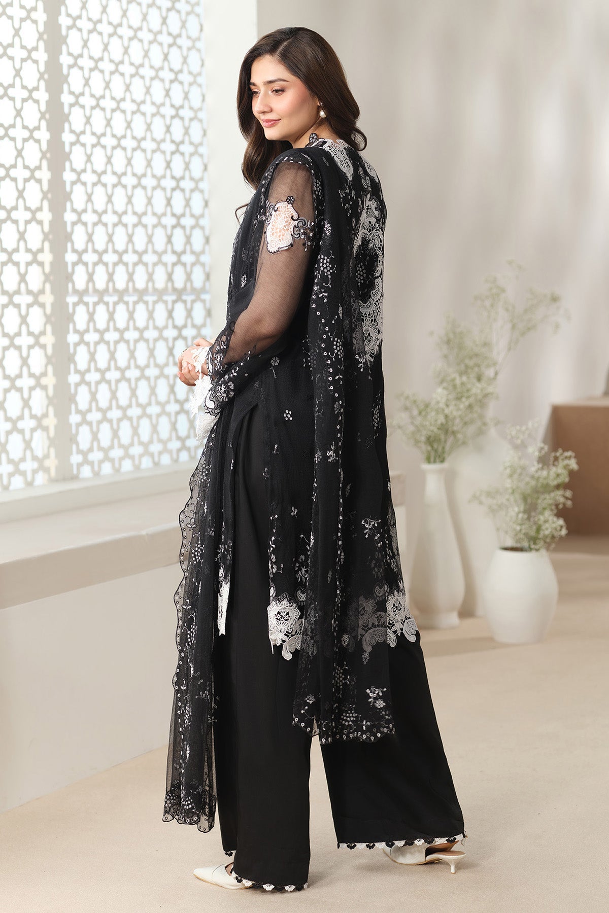 CHERRY NET  EMBROIDERED SUIT BY KASERIYA