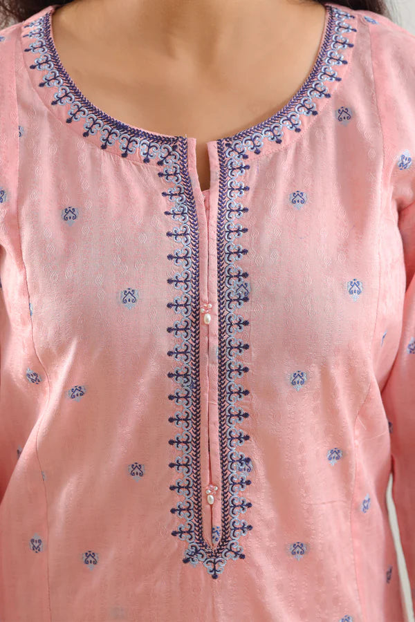 Embroidered Cotton Jacquard 2 Piece