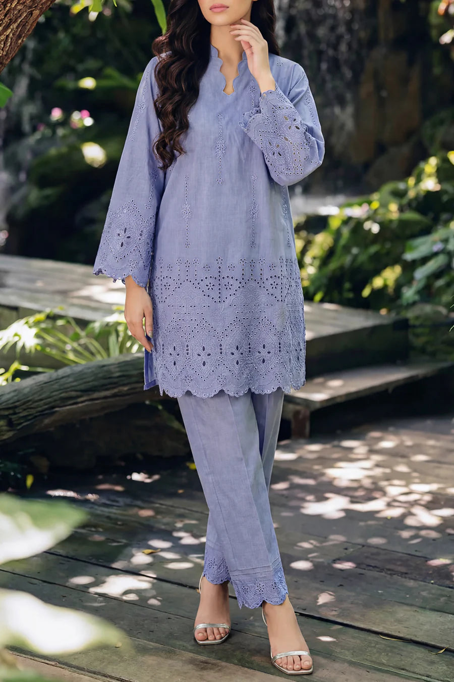 Solid Embroidered Lawn 2 Piece suit