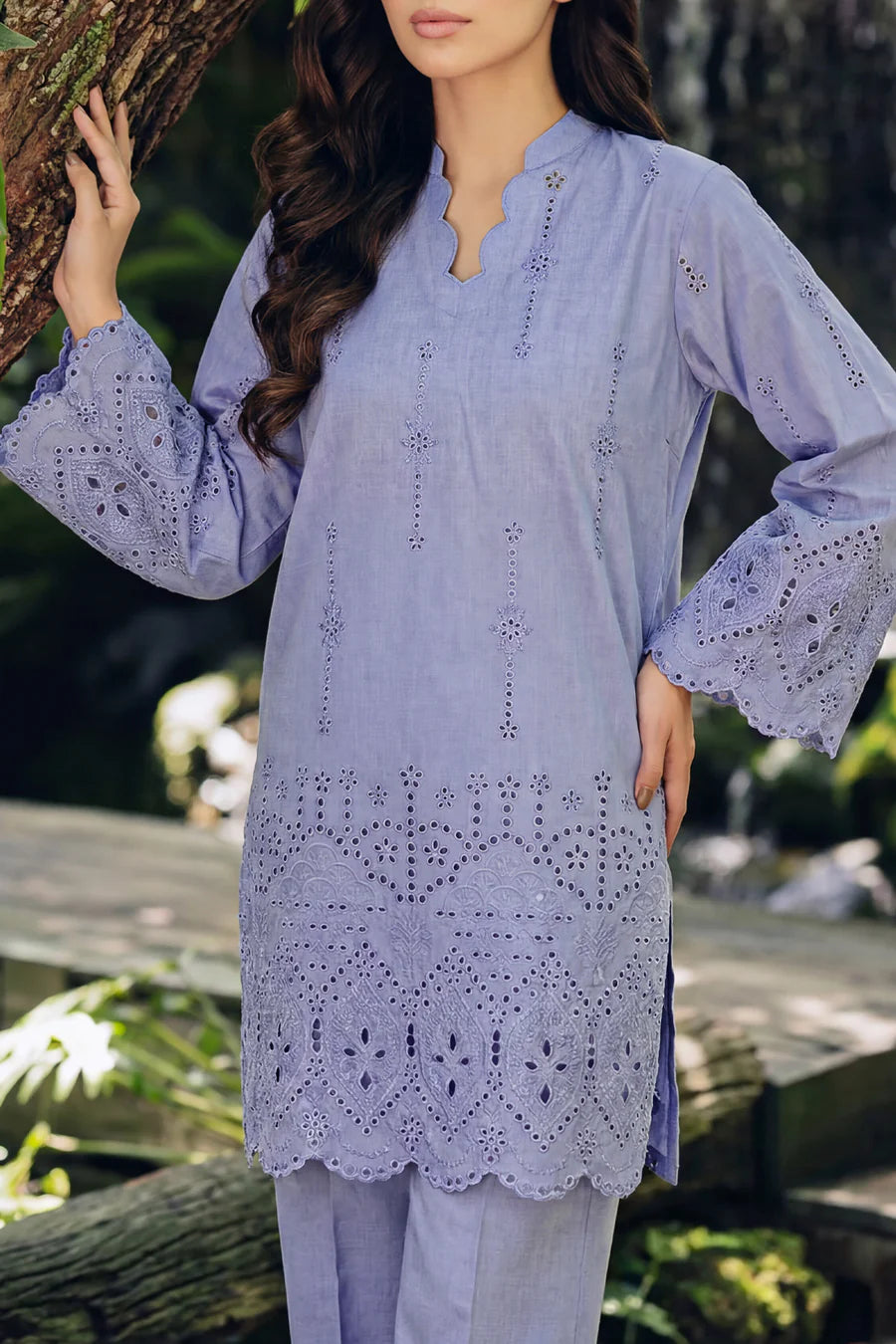 Solid Embroidered Lawn 2 Piece suit