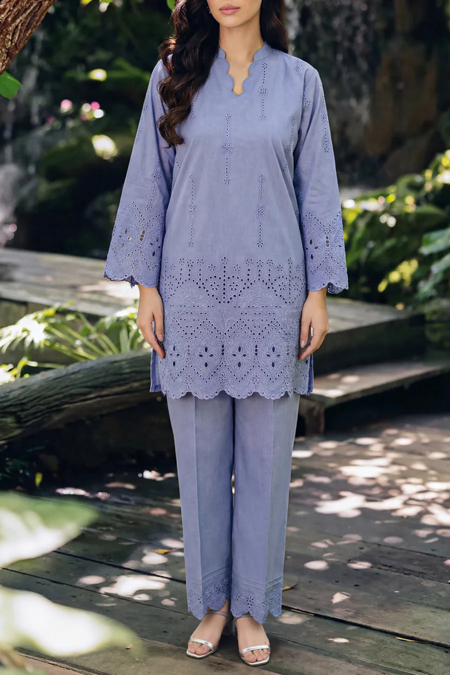 Solid Embroidered Lawn 2 Piece suit