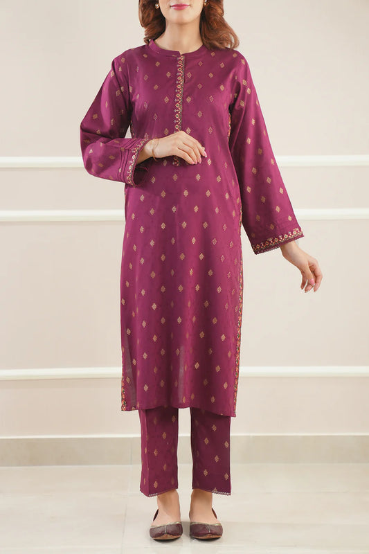 Embroidered Cotton Jacquard 2 Piece