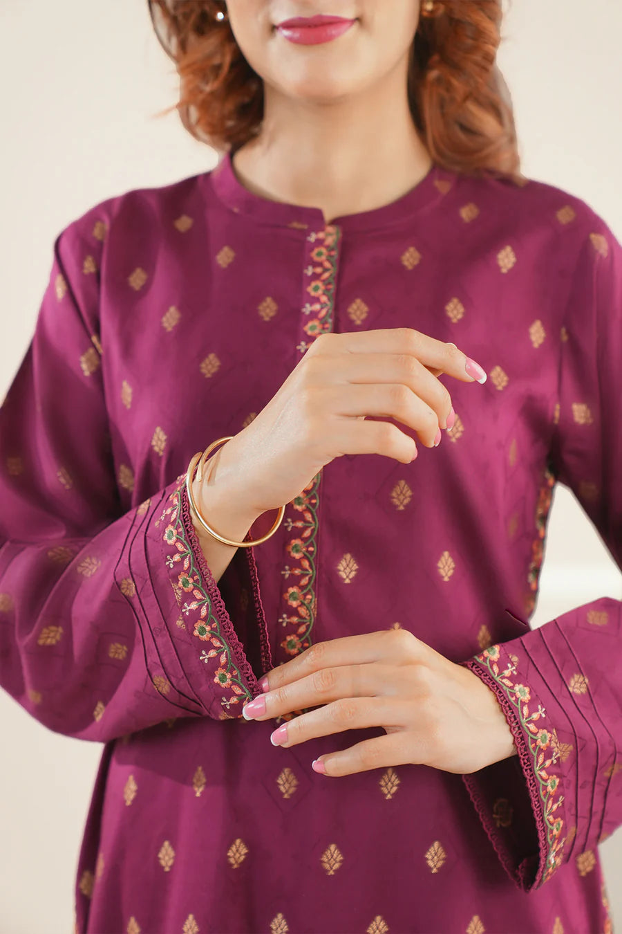 Embroidered Cotton Jacquard 2 Piece