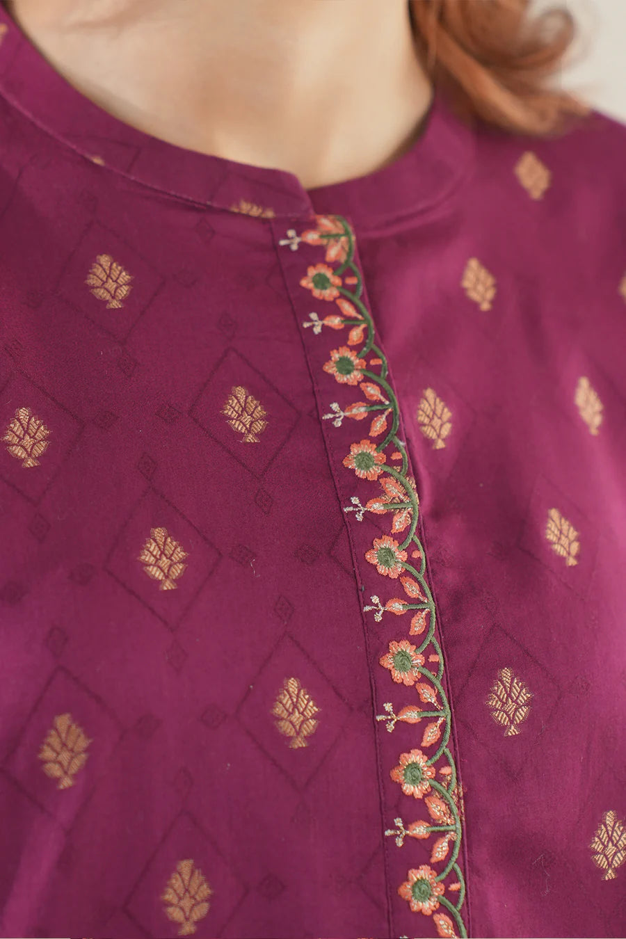 Embroidered Cotton Jacquard 2 Piece