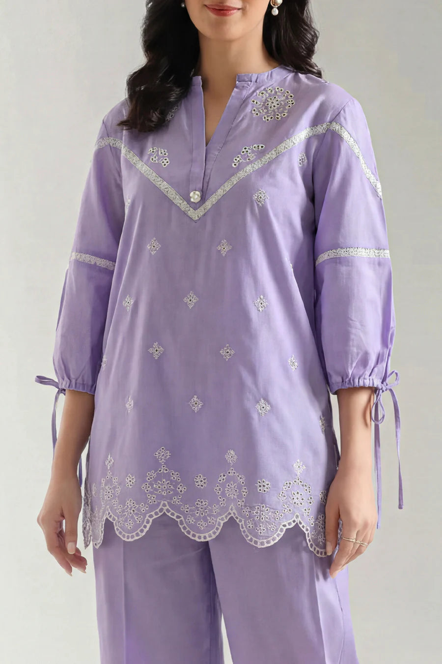 Solid Embroidered Cambric 2 Piece