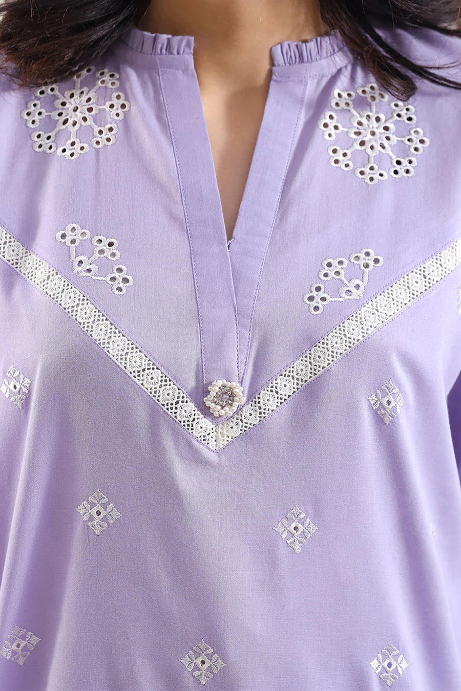 Solid Embroidered Cambric 2 Piece