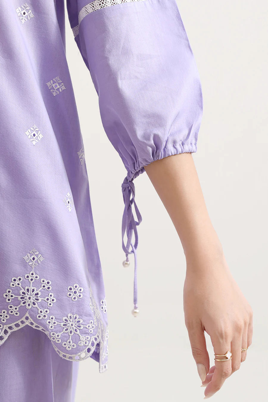 Solid Embroidered Cambric 2 Piece