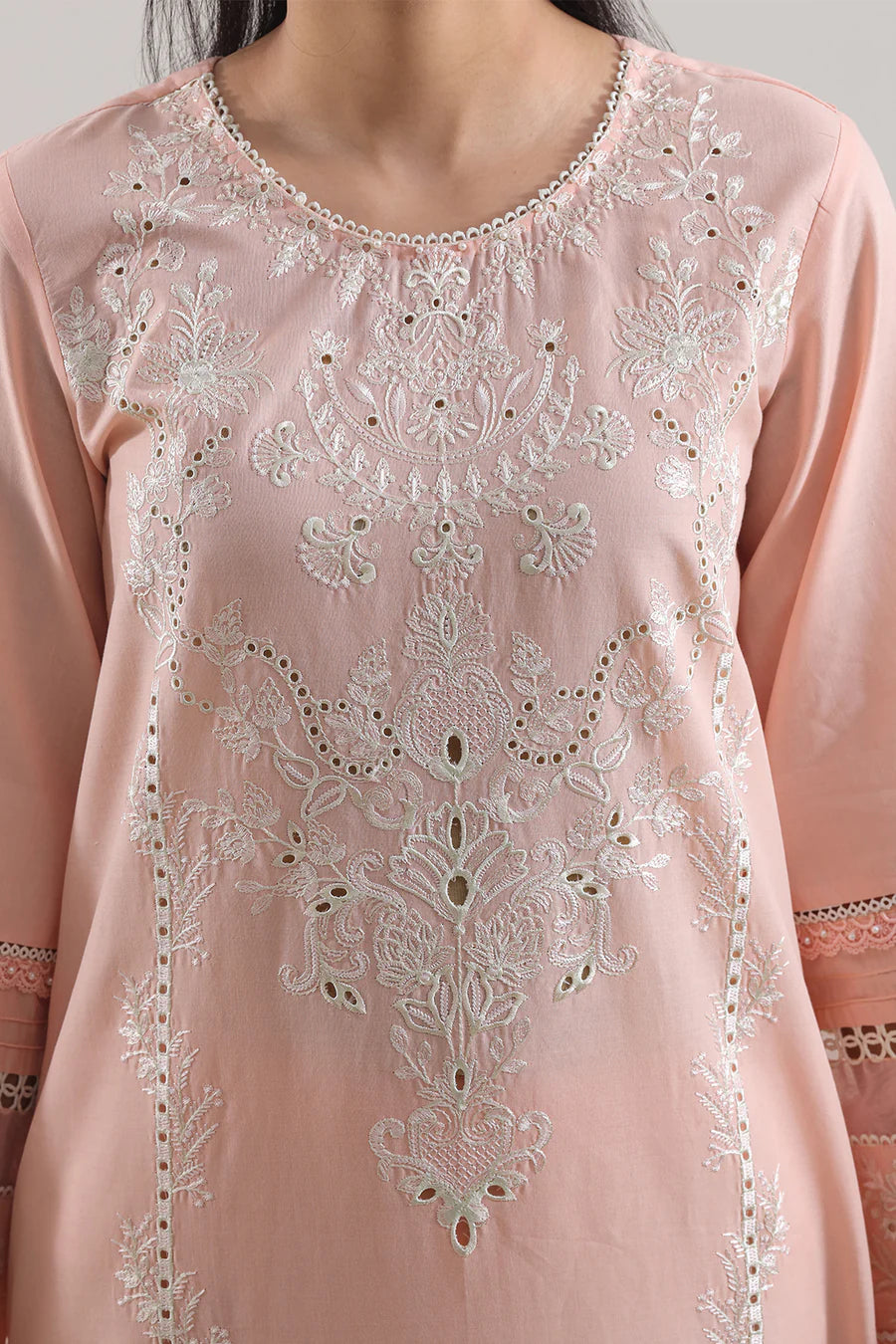 Solid Embroidered Cambric 2 Piece Suit