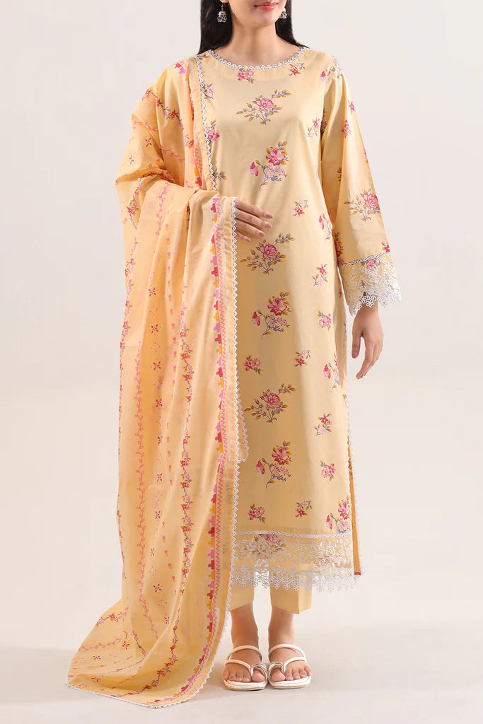 Unstitched Printed Embroidered Lawn 2 Piece by SAYA