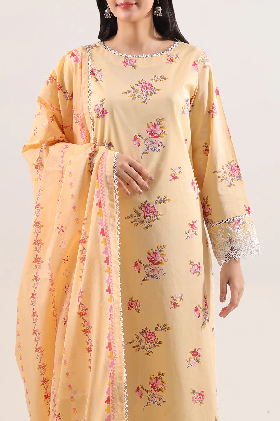 Unstitched Printed Embroidered Lawn 2 Piece by SAYA