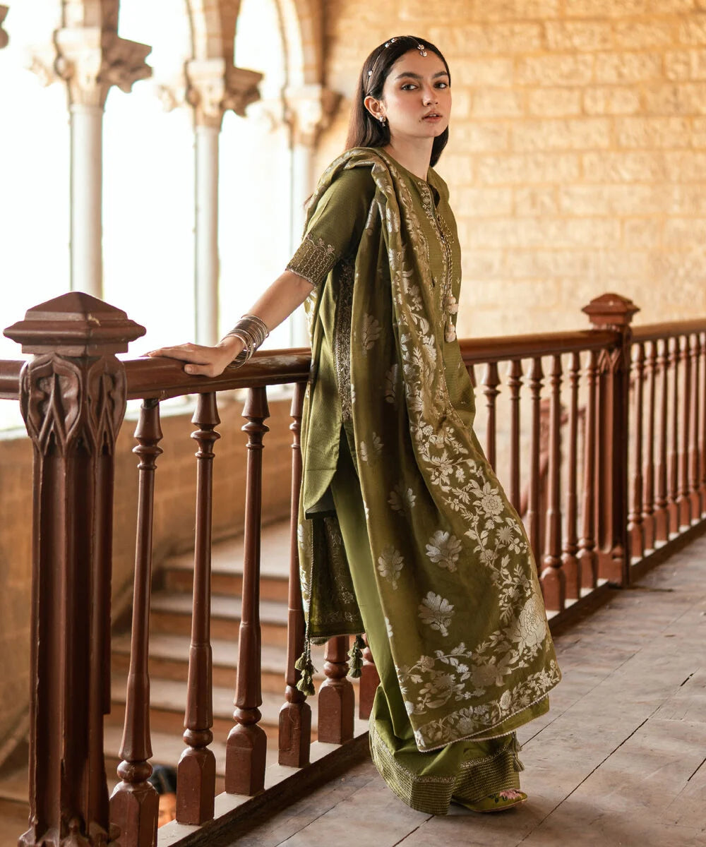 3 Piece - Embroidered Dobby Suit By Sapphire