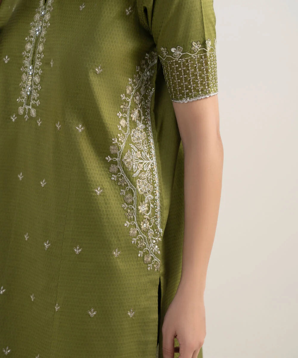 3 Piece - Embroidered Dobby Suit By Sapphire