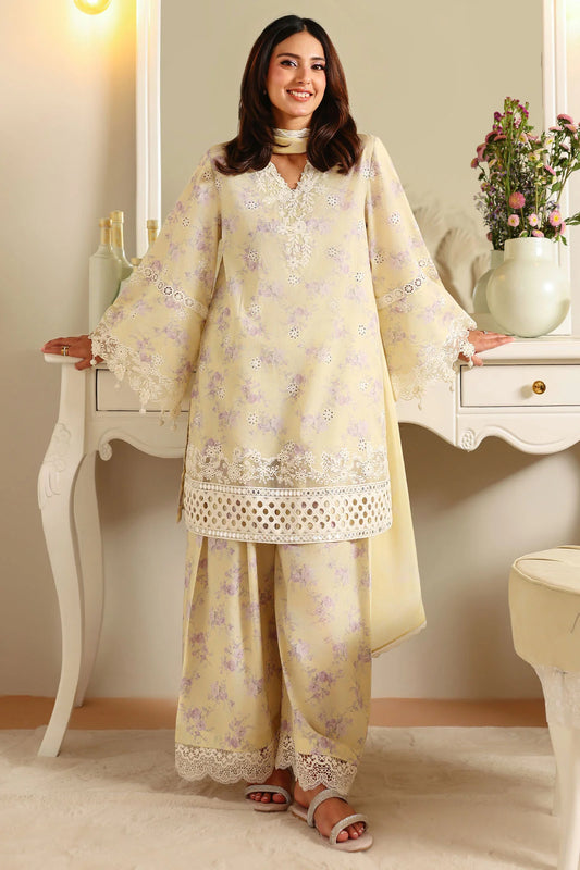 3PC EMBROIDERED LAWN SUIT BY CROSS STITCH