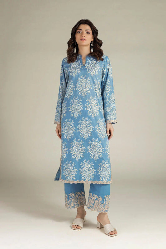 2 Piece embroidered suit lawn