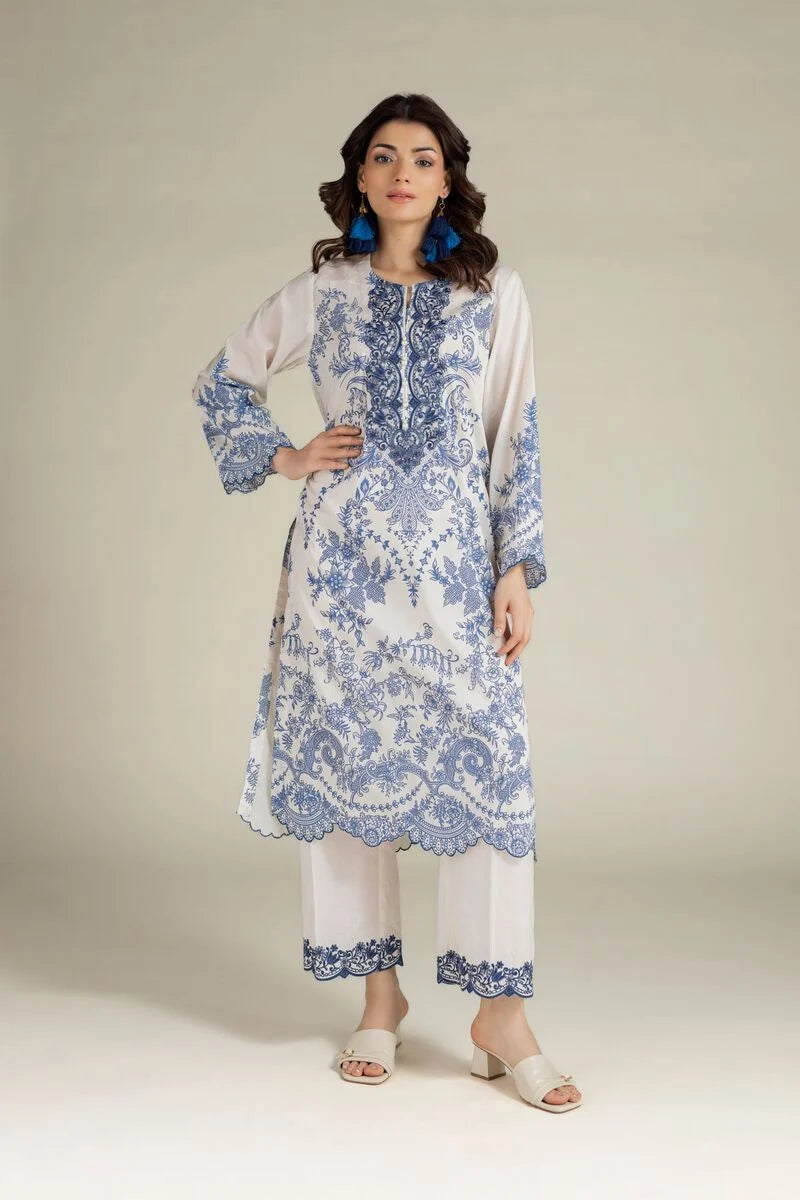 2 Piece embroidered suit lawn