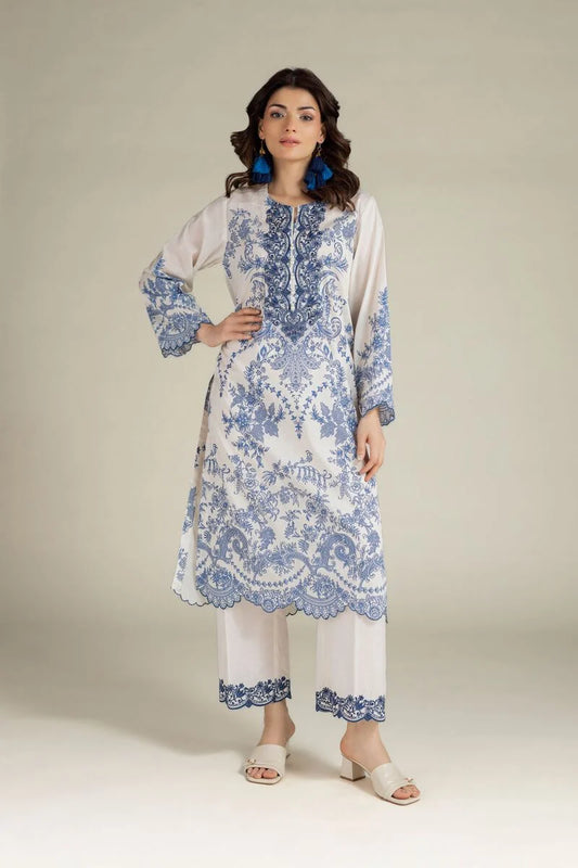 2 Piece embroidered suit lawn