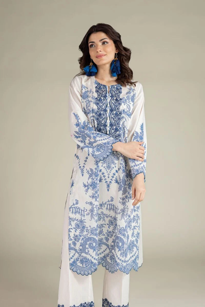 2 Piece embroidered suit lawn