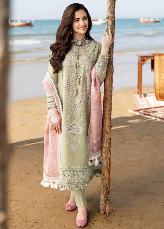 3 Piece Unstitched Heavy Embroidered Chickan Kari Lawn Suit By Naqoosh