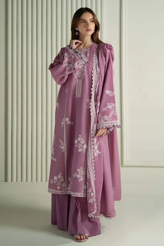3 Piece Unstitched Heavy Embroidered Lawn Suit By Naqoosh