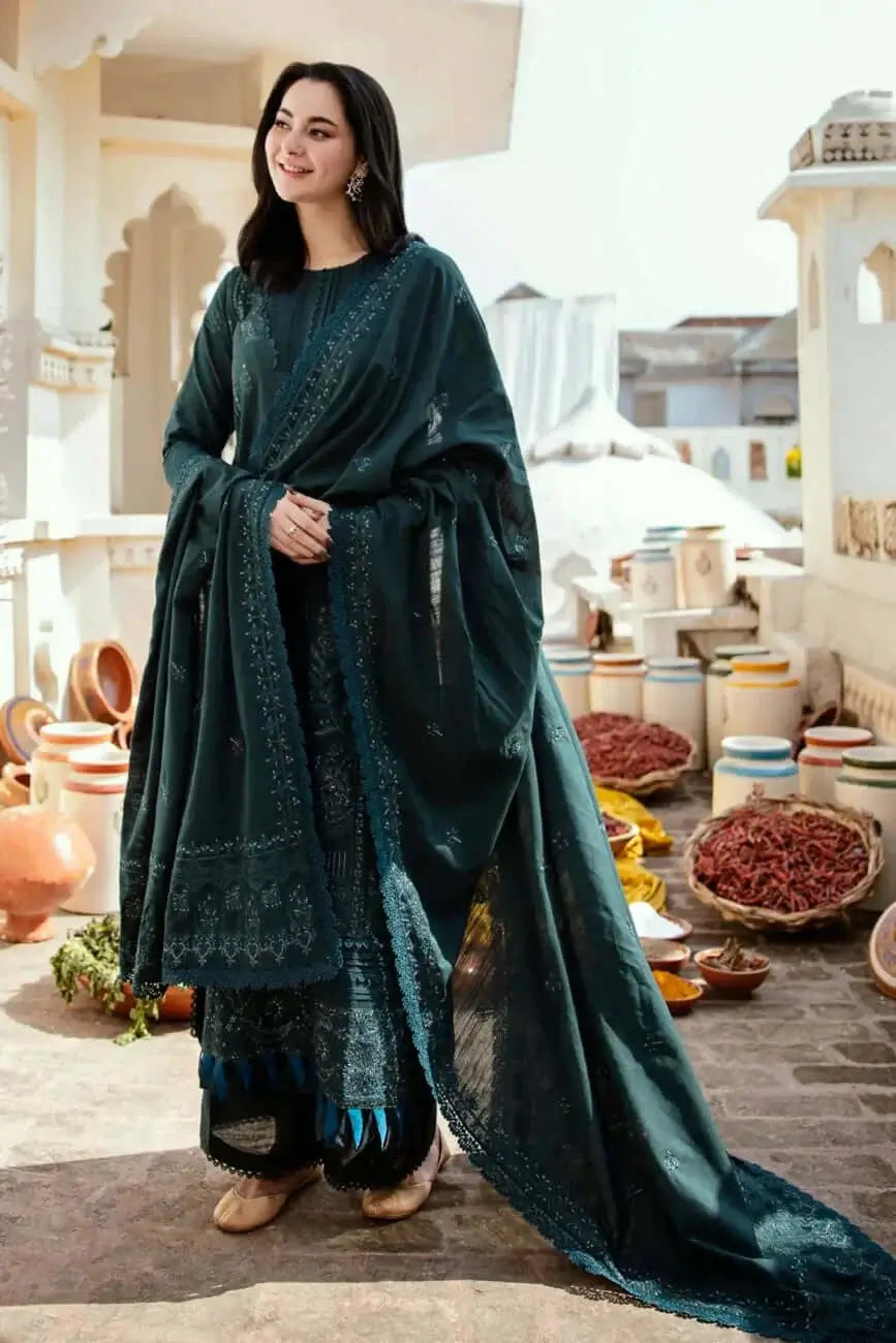 3 Piece Unstitched Heavy Embroidered Lawn Suit By Naqoosh