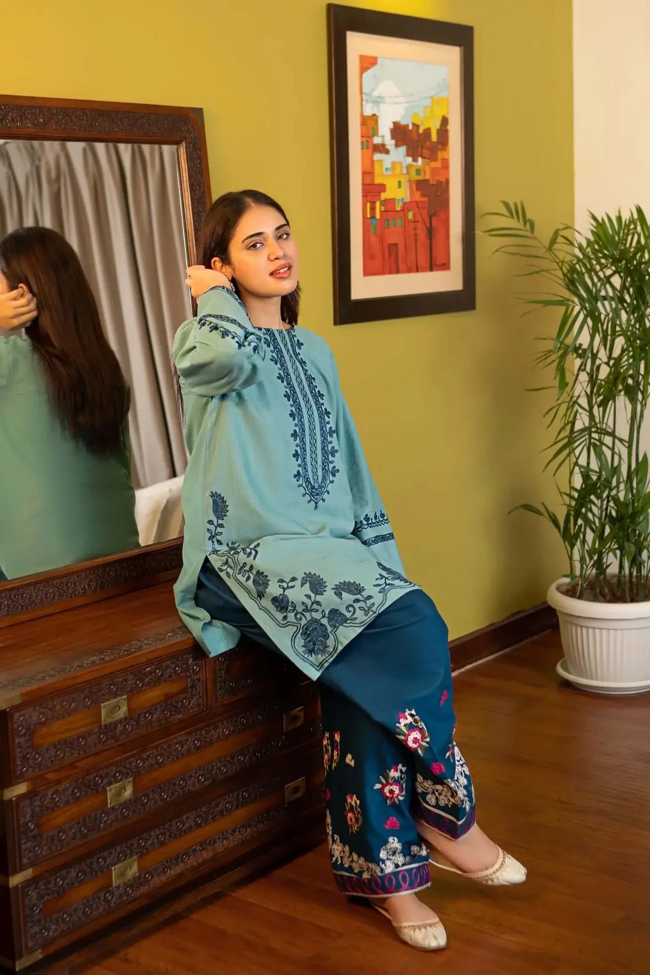 2 Piece Unstitched Heavy Embroidered Lawn Suit by Naqoosh