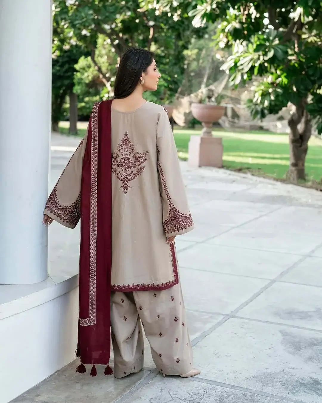 3 Piece Unstitched Heavy Embroidered Lawn Suit By Naqoosh