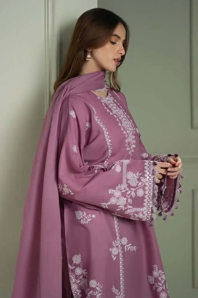 3 Piece Unstitched Heavy Embroidered Lawn Suit By Naqoosh