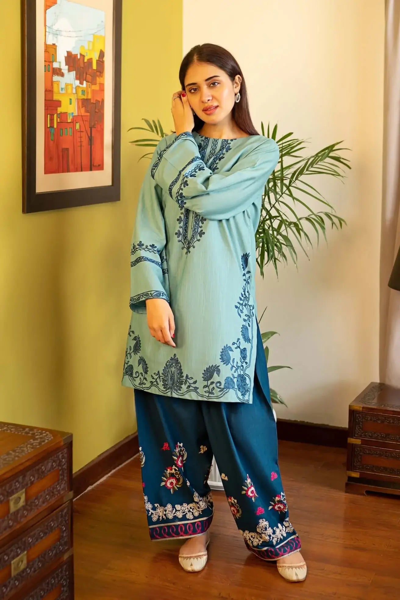 2 Piece Unstitched Heavy Embroidered Lawn Suit by Naqoosh