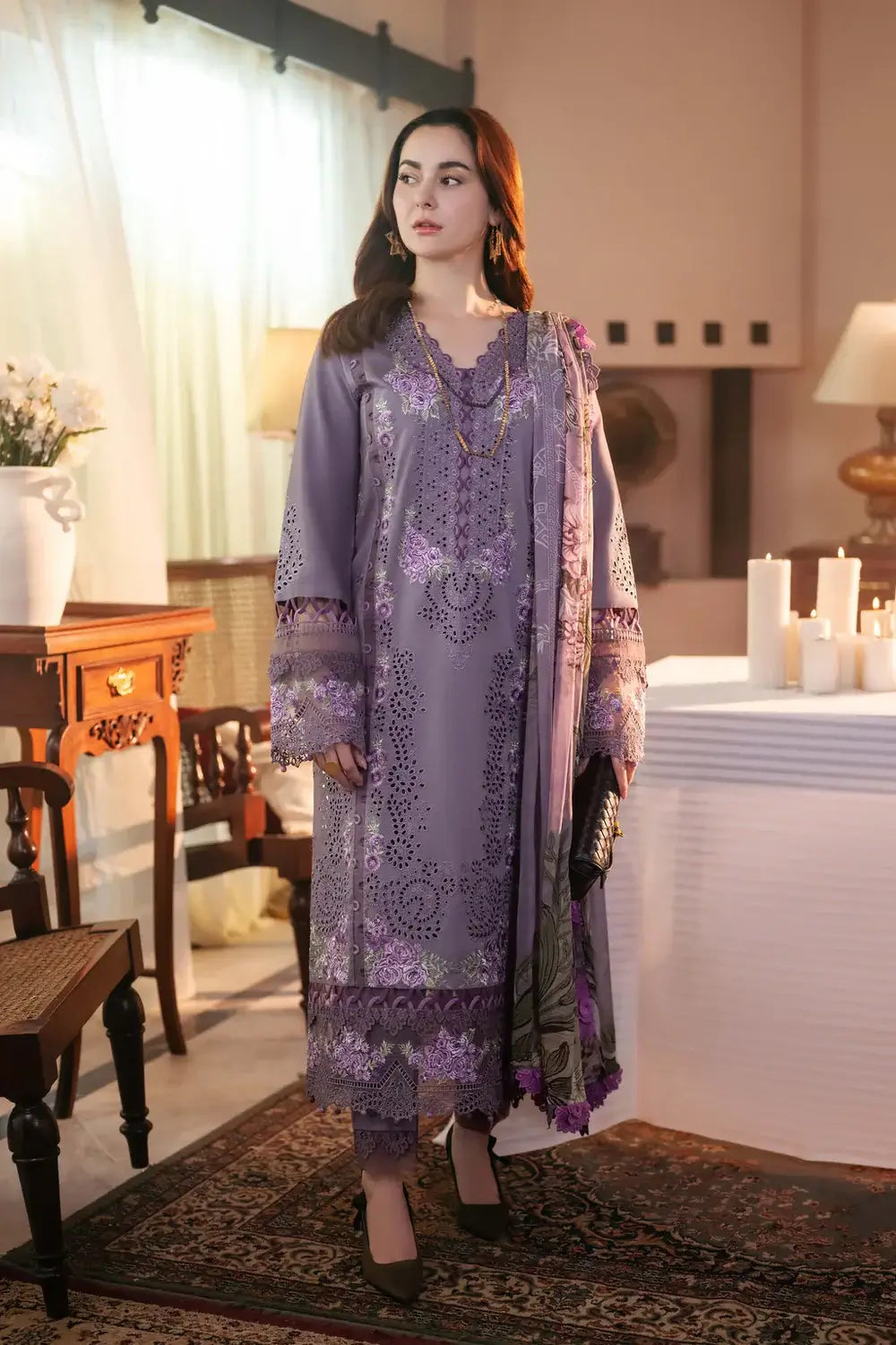 3 Piece Unstitched Heavy Embroidered Lawn Suit By Naqoosh