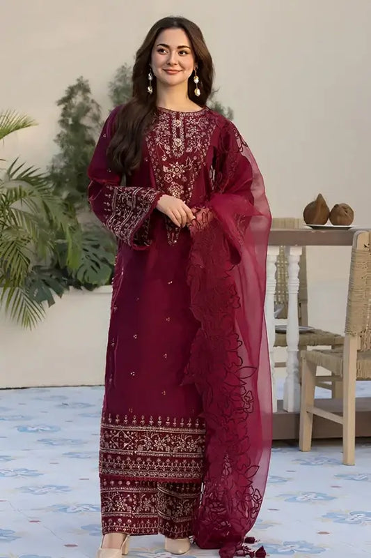 3 Piece Unstitched Heavy Embroidered Lawn Suit By Naqoosh