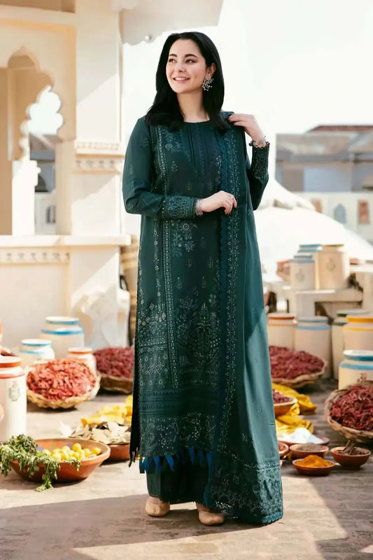 3 Piece Unstitched Heavy Embroidered Lawn Suit By Naqoosh