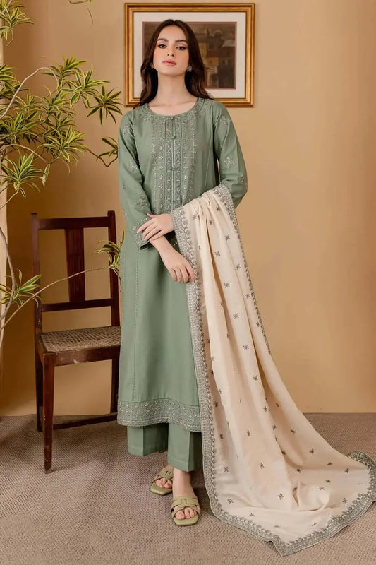 3 Piece Unstitched Heavy Embroidered Lawn Suit By Naqoosh