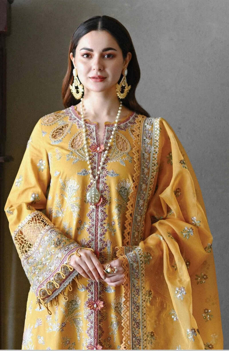 3 Piece Unstitched Heavy Embroidered Lawn Suit By Naqoosh